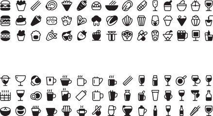 Black and white alphabet and icon set for web design, business, and media illustration