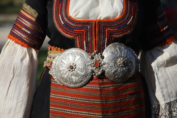 Authentic folk-style details of costumes from Bulgaria