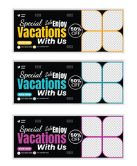 Modern Travel Facebook Banner &ndash; Editable Vector Template for Adventure & Holiday Campaigns