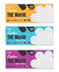 Travel Facebook Cover Banner &ndash; Editable EPS Template for Tourism & Vacation Promotion&rdquo;