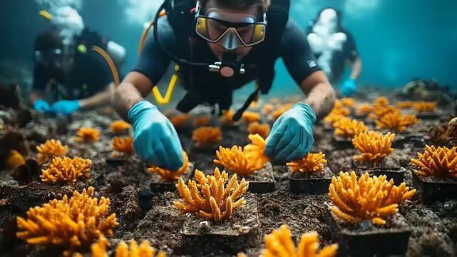 Underwater coral reef restoration