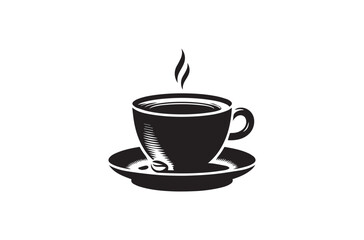 Obraz premium An modest straightforward one cup coffee silhouette on a white backdrop Basic black-and-white 