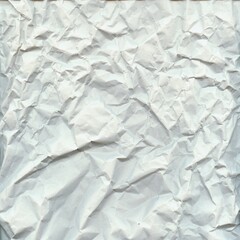 Wrinkled white paper with deep creases and folds, realistic distressed texture ideal for backgrounds, collage art, posters, scrapbooking, digital design, and creative projects.