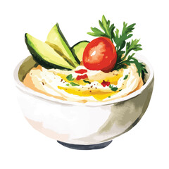 watercolor illustration of Hummus clipart isolated