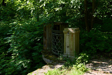 Naklejka premium A Serene and Abandoned Structure That is Surrounded by Lush Greenery All Around It