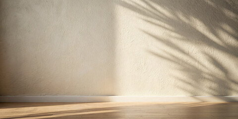 sunlight Minimalistic background with blurred foliage shadow on wall.