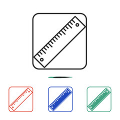 Ruler icon with different color variations in flat design style  