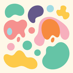 Seamless colorful cat pattern with hearts clouds and cartoon icons