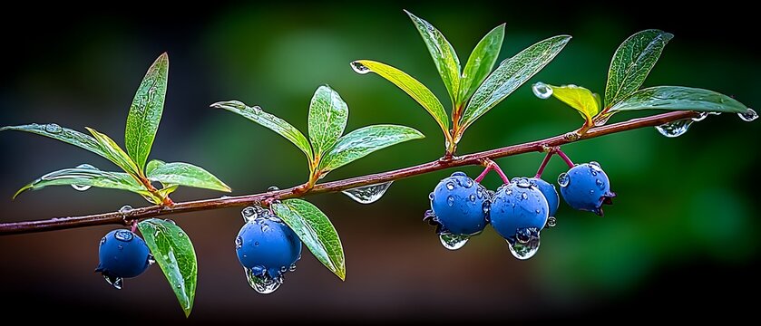 Blue berries with morning dew