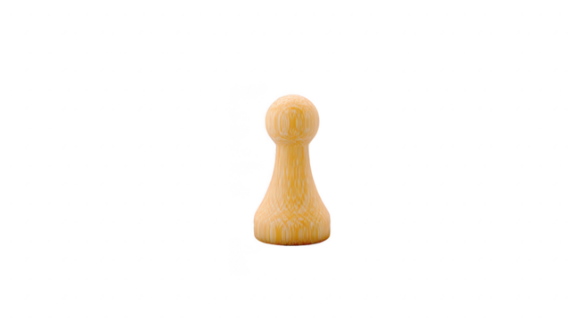 Single wooden chess pawn stands isolated against plain background, showcasing its smooth texture and classic design. pawn light wood finish gives it natural and elegant appearance