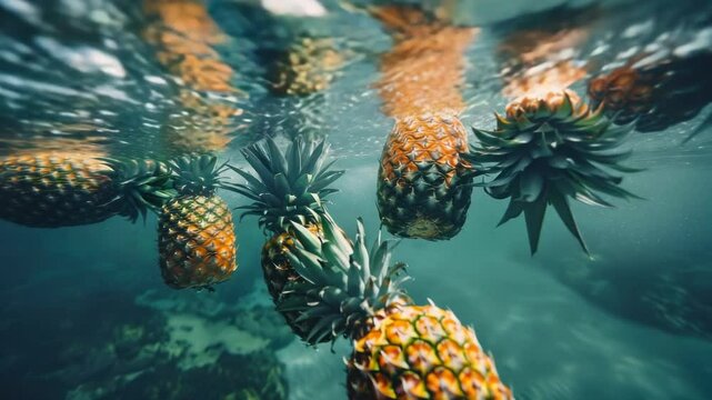 Pineapples underwater