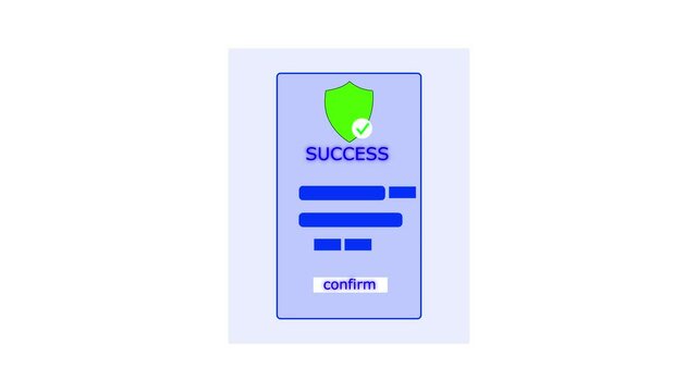 Confirming final payment on mobile app with hand interaction confirmation, checkmark, and receipt. Perfect for finance, e-commerce, digital payment themes in motion graphics and UI design.