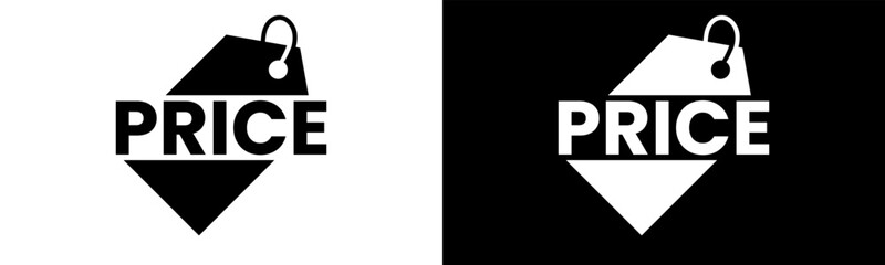 Price  Logo design. Modern wordmark Price with price tag logo design. In black and white version vector illustration.