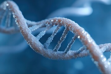 72. DNA double helix model glowing against a futuristic blue background