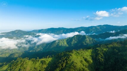 a drone view of hills and clouds in bandarban