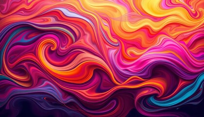 Abstract vibrant swirls, dynamic wave patterns in various colors,  art,  wave vector