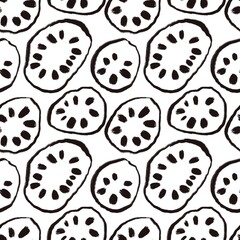 Seamless abstract geometric pattern. Simple background with black, white. Digital brush strokes. Lines, dots, circles. Design for textile fabrics, wrapping paper, background, wallpaper, cover.