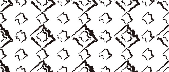 Seamless abstract geometric pattern with rhombuses, lines. Black, white. Illustration. Design for textile fabrics, wrapping paper, background, wallpaper, cover.