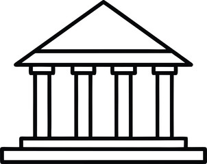 bank building icon line art vector illustration on transparent background	
