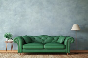 Elegant Green Sofa in a Modern Living Room with Minimalist Decor Style AI Generated