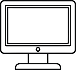 desktop computer icon line art vector illustration on transparent background	
