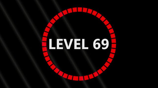 Level 30 text font with light. Level Up sign animation on black background.