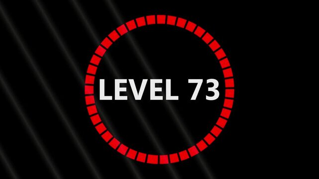 Level 30 text font with light. Level Up sign animation on black background.