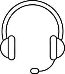 headset icon line art vector illustration on transparent background	
