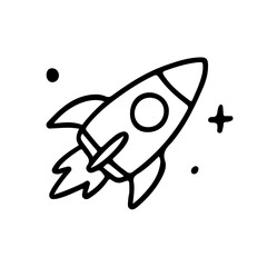 Iconic rocket ship vector illustration symbolizing innovation and exploration. Perfect for technology, startup, and space-themed designs. Trendy minimalist line art.
