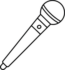 karaoke microphone icon line art vector illustration on transparent background	
