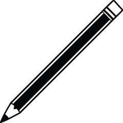 pencil icon line art vector illustration on transparent background	
