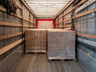 Cargo inside a trailer of a transportation Truck