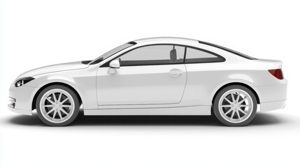 White sporty coupe parked on a minimalistic background with clean lines and modern design features