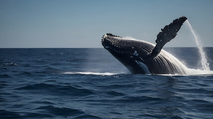 Fototapeta premium Huge whale in the sea , morning, Wallpaper, Background, Textures 