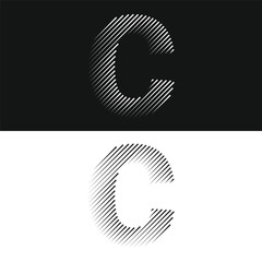 Letter c lines abstract modern art vector illustration