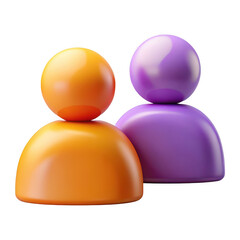 3d orange and purple user icons isolated on transparent background