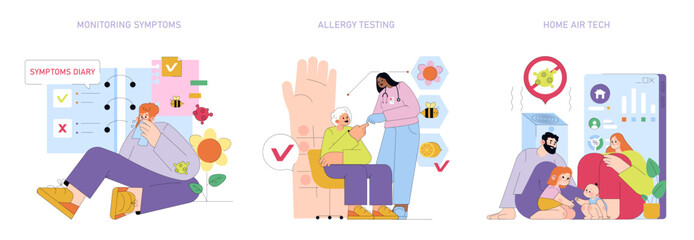Allergy Management and Home Air Quality Vector Illustration