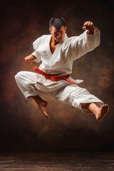The studio shot of karate martial arts