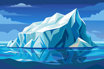 Large Iceberg Dripping into Sea with Rippling Water