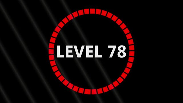 Level 30 text font with light. Level Up sign animation on black background.