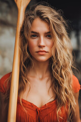 Woman playing paddle