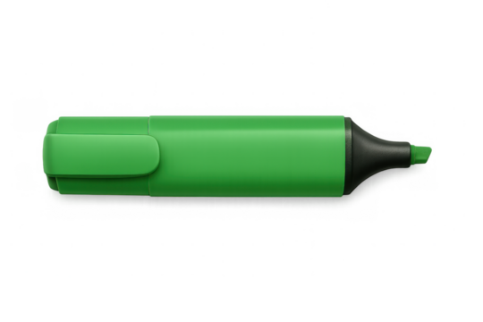 Green highlighter pen isolated on transparent background, perfect for adding a touch of color to your designs