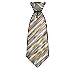 Striped tie with grey and orange colors in a simple design  