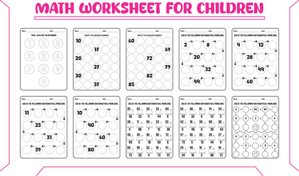 Fun math activity worksheets for children