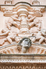 Architectural details of Santa Maria Del Salvador church in The old town of Chinchilla de Montearagon