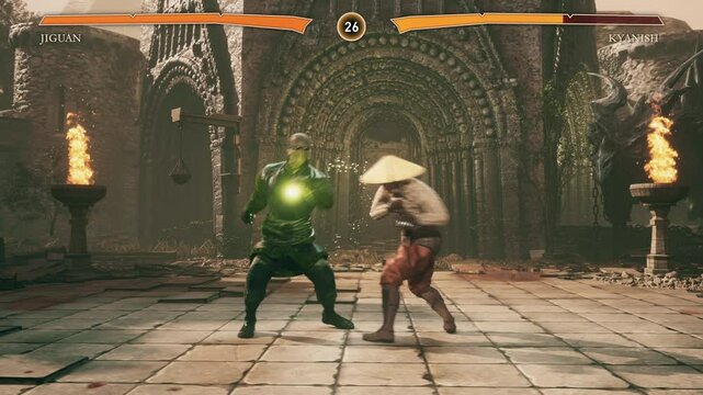 Two Powerful FIghters Battling With Combo Strikes To Kill. Fun Video Game Animation. Playing Fighting Simulator For Fun. Killing Enemy Using Strong Combo Attacks. Killing Opponent To Win.