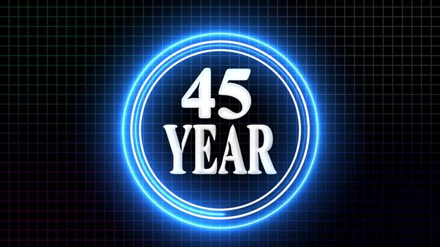 45 Year Anniversary Celebration Graphic Futuristic 45-Year Event Highlight on the black background.