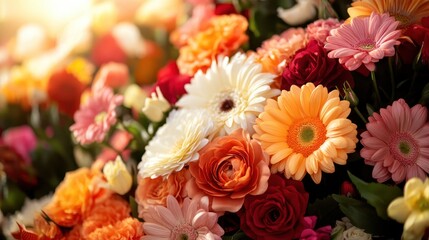 Obraz premium A stunning arrangement of colorful seasonal flowers, showcasing nature's beauty and the joy of life, perfect for evoking emotions and brightening any space.