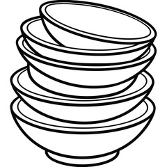 A charming vintage style arrangement of stacked ceramic bowls showcasing classic design elements isolated on white background