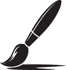 Fototapeta premium Black paint brush with a stroke of paint and shadow silhouette